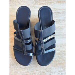 Italian Shoe Makers Women's Navy Blue Wedge Sandals EUC Size 6.5